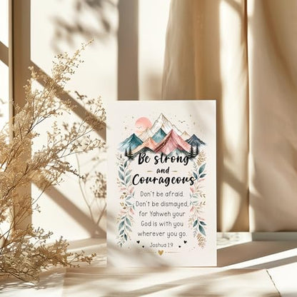 Be Strong and Courageous Card Christian Encouragement Cards Joshua 1:9 Bible Verse Scripture Greeting Gift for Friend Bestie Prayer Partner Pastor Mom Dad Sibling Family Coworker - color: Be Strong And Courageous Joshua 1:9