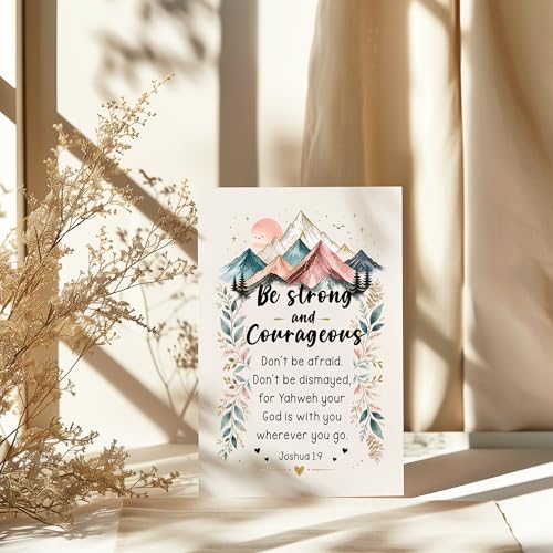 Be Strong and Courageous Card Christian Encouragement Cards Joshua 1:9 Bible Verse Scripture Greeting Gift for Friend Bestie Prayer Partner Pastor Mom Dad Sibling Family Coworker - color: Be Strong And Courageous Joshua 1:9