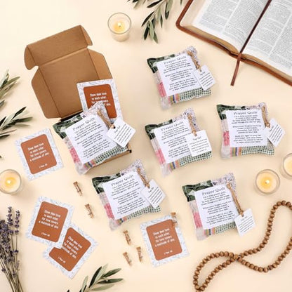 Redbaker 6 Pack Mini Pocket Prayer Quilt with Cross Inside Gift Set