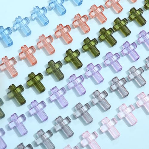 100Pcs Clear Cross Beads for Bracelet Acrylic Spacer Jewelry Making 16mm - color: Transparency