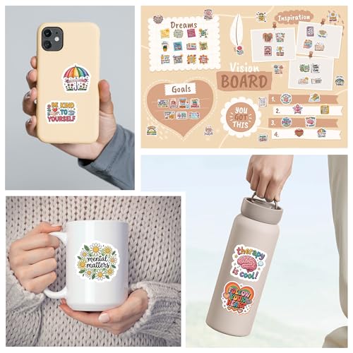 100 Pcs Mental Health Stickers, Positive Affirmation Self Care Stickers - color: Mental Health Affirmation
