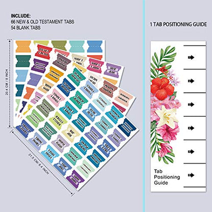 Bible Index Tabs New & Old Testament Tabs Matte Laminated Floral Design, Bible Journaling Supplies - 122 Pcs (Solid Color) - color: Solid Color