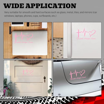 Hope Faith Love Heart Car Decal Stickers, Jesus Cross Vinyl Sticker, Pink - color: Pink