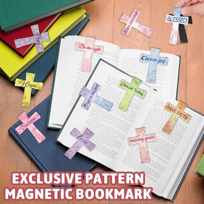 Magnetic Bookmarks, Kaluofan 24PCS Bible Bookmark Christian Bookmarks Cross Bookmark Bulk, Magnetic Cross Page Holders for Bibles, Inspirational Gifts for Teacher Students Book Lovers - size: 1 Set (Cross)