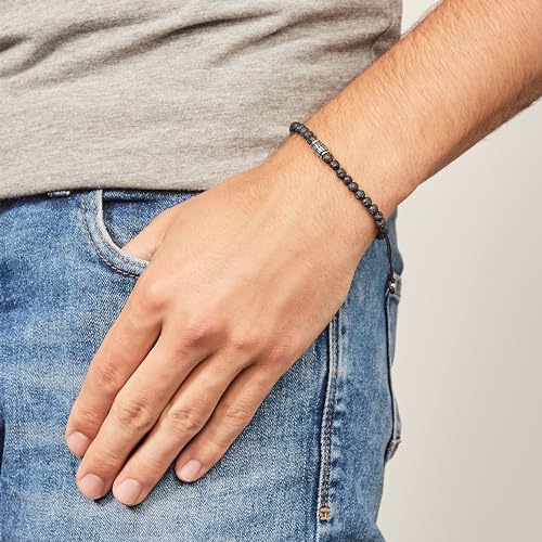 Fossil Men's Beaded Bracelet - color: Black Lava