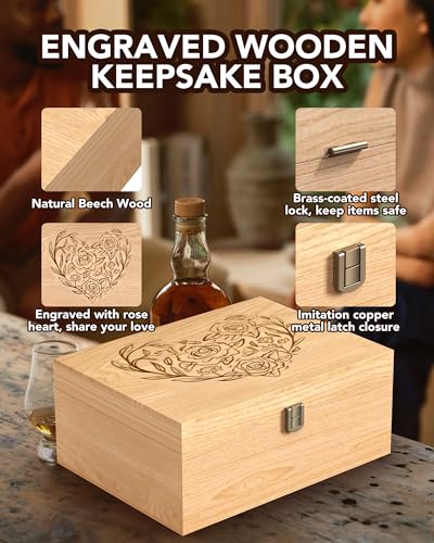 EXISTING Wooden Memory Keepsake Box, Floral Heart Engraved Keepsake Boxes - color: Yellow
