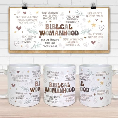 Christian Coffee Mugs for Women with Bible Verse, Biblical Womenhood Christian Inspirational Mug for Women, Religious Coffee Mugs, Scripture Tea Bible Cup Gift for Mom, Grandma, Wife, Sister - color: White