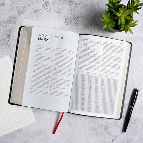 CSB Everyday Study Bible, Black Bonded Leather, Black Letter, Study Notes and Commentary, Illustrations, Articles, Charts, Easy-to-Carry, Easy-to-Read Bible Serif Type