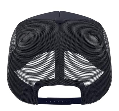 Half Hood Half Holy Tshirt Christian Jesus Ghetto God Funny Trucker Hat with Adjustable Mesh Back - color: Navy Blue