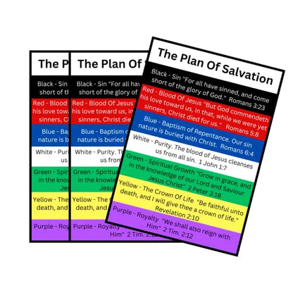 100 Bulk Plan of Salvation Prayer Cards – 7 Colors Gospel Tracts Made in USA