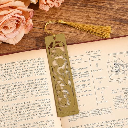 icceemee 2pcs Wooden Bookmarks with Iris & Bluebell Floral Design - Nature Themed Book Markers for Women, Men, Readers - Unique Gift for Book Lovers - style: Iris & Bluebell