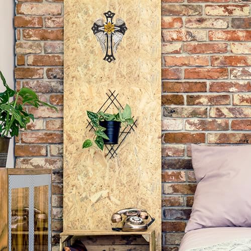 Angel Wings Cross with Flower - Decorative Resin Wall Cross Crucifix Plaque