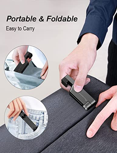 MONEER Cell Phone Stand, Phone Stand for Desk, Foldable & Portable iPhone Stand, Cell Phone Holder Desk Compatible with All Mobile Phone, iPhone, iPad mini, Tablet 4-10.5" (Black) - color: Black