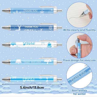 ANGOLIO Winter Snowflake Gifts Bulk 230Pcs Winter Snowflake Bookmarks Ballpoint Pens Keychains Employee Christmas Appreciation Gifts, Classroom Office Home Party Supplies Thank You Gift for Kid Adult - style: Winter Smowflake