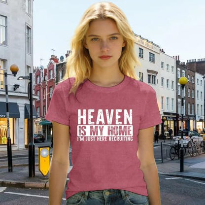 Christian Shirts for Women Bible Verse Faith Heaven is My Home Tee - color: Pink, size: XX-Large