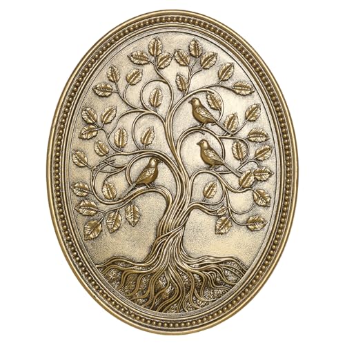 Tree of Life Wall Art Framed Hanging Plaque with Three Relief Birds - color: Tree of Life