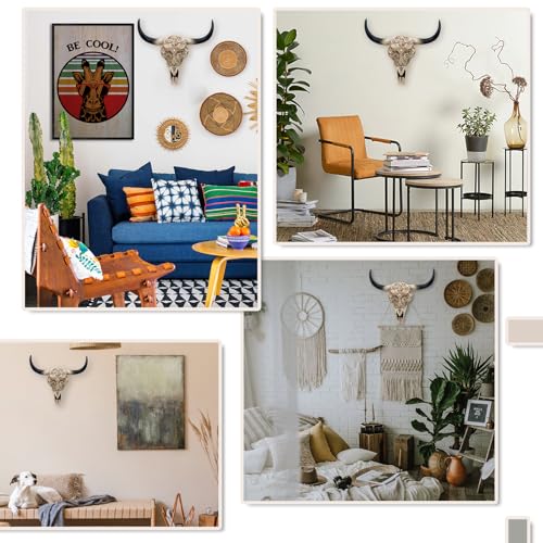alikiki Western Cow Skull Wall-Decor - Realistic Animal Head Wall Hanging