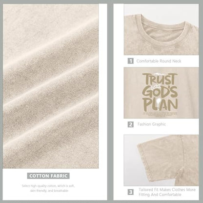 BINTEHGS Oversized Christian T Shirts for Men Jesus Trust Gods Plan Shirt - color: Apricot, size: 4X-Large