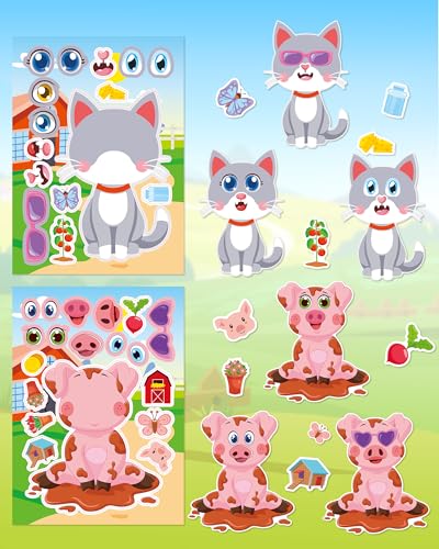 48 Farm Animal Make-a-Face Sticker Sheets for Kids - style: Farm Fun