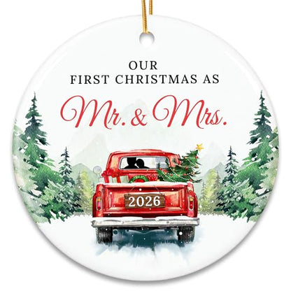 ZAGKOO First Christmas Married Ornament 2026 - Mr and Mrs Wedding Ornament - color: First Mr & Mrs 2026
