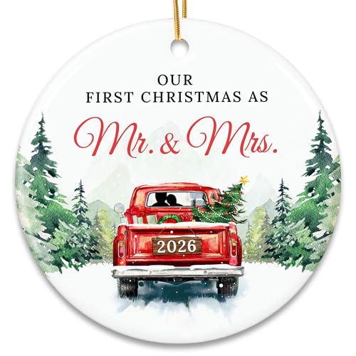 ZAGKOO First Christmas Married Ornament 2026 - Mr and Mrs Wedding Ornament - color: First Mr & Mrs 2026