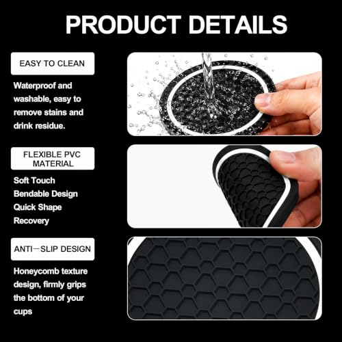 4PCS Car Cup Holder Coasters - 2.75 Inch Non-Slip Insert Water Bottle Holder Pads, Dustproof Automotive Interior Accessories Mat, Universal for Vehicles, Trucks, RVs (White) - color: White