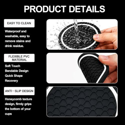 4PCS Car Cup Holder Coasters - 2.75 Inch Non-Slip Insert Water Bottle Holder Pads, Dustproof Automotive Interior Accessories Mat, Universal for Vehicles, Trucks, RVs (White) - color: White