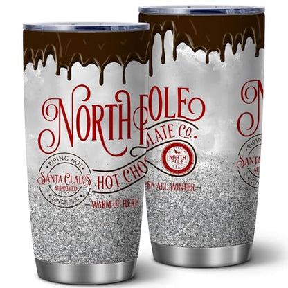 20oz North Pole Hot Chocolate Insulated Stainless Steel Tumbler with Lid - color: 1 Count (Pack of 1)-hot chocolate