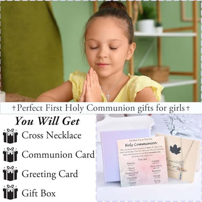 Cross Necklace for Little Girls Catholic Christian Religious Gifts - color: First Communion