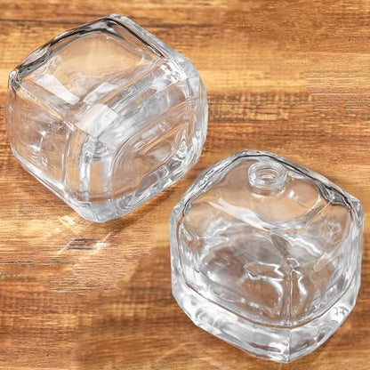 2Pcs Small Refillable Clear Glass Oil Lamp Unscented Candles for Fine Dining | Restaurants or Home Cotton Wick and Holder Included - color: Polygon/2pcs