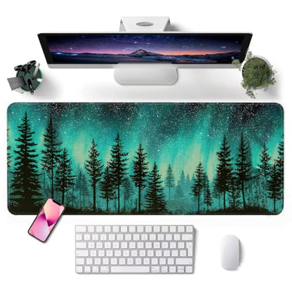 Mouse Pad, Desk Mat, 31.5x11.8in Large Mousepad, Green Forest - color: Green Forest