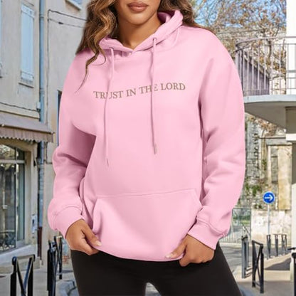 Tuislay Trust In The Lord Hoodie Christian Sweatshirts Women - color: Pink, size: Small