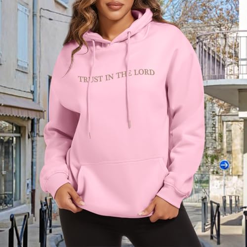 Tuislay Trust In The Lord Hoodie Christian Sweatshirts Women - color: Pink, size: Large