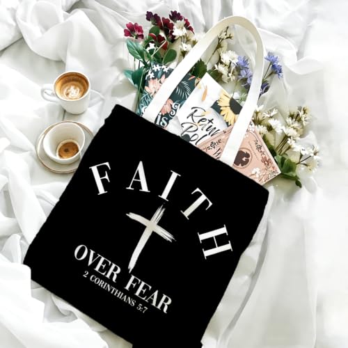 Bible Tote Bags Cute Christian Preppy Canvas Tote Bag Christian Gifts for Women Reusable Shopping Bags(Parent) - color: Faith-2