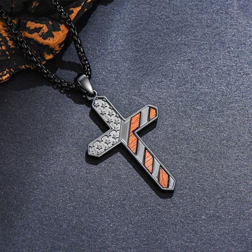 American Flag/Eagle/Star Necklace for Women 925 Sterling Silver Silver/Gold/Black American Flag Pendant 4th of July Jewelry for Wife Sister Girlfriend - color: Black-7