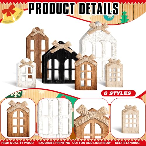 Yuntau 6 Pcs Christmas Table Decoration Wood Table Centerpiece, Window Pane - style: Window Pane