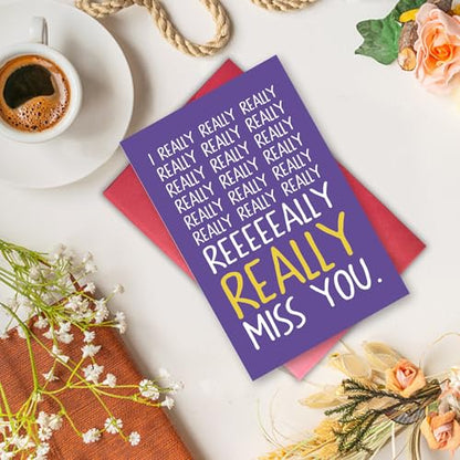 Funny Miss You Card, Long Distance Friendship Card, Humor Thinking of You Card for Friend, Boyfriend, Girlfriend, Family, Relatable Meme Style - color: I Really Miss You