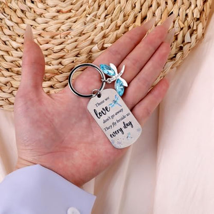 Inspirational Keychain for Women, Appreciation Gift for Mother Daughter Best Friend, Christmas Key Ring - style: Dragonfly Memorial