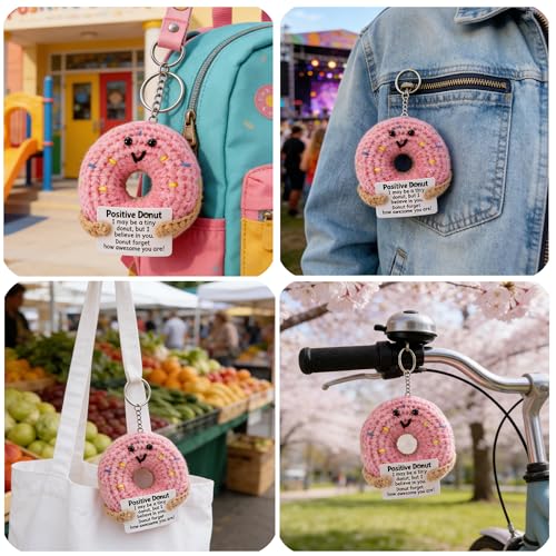 RainVibe Inspirational Bible Verse Jar with Crochet Donut Doll - 96 Prayer Cards for Mom, Women, Teens | Christian Home Decor & Spiritual Encouragement - style: Donut
