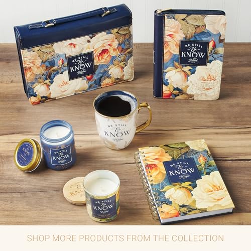 Christian Art Gifts Novelty Large Ceramic Scripture Coffee Mug for Women - color: White & Navy Blue/Be Still