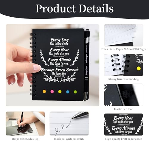 Tarevaniwa 400 Pcs Bulk Christian Gifts Prayer Journal for Woman - 200 Set Religious Notepad with Christian Pen - Bible Notebook - Church Gifts for Inspirational, Bible Study, Devotions (Black) - color: Black, size: 200