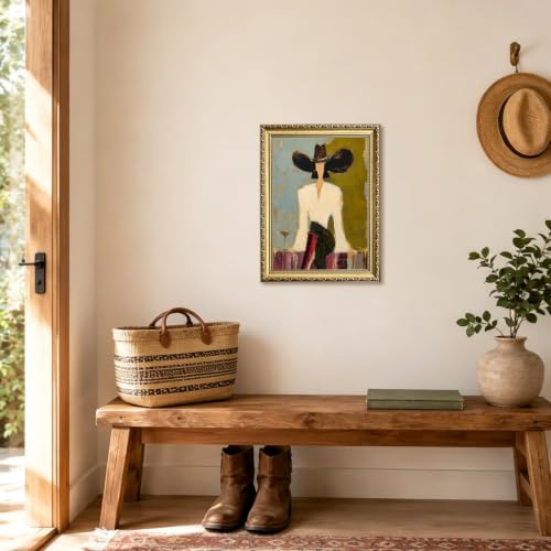Vintage Western Cowgirl Wall Art, Abstract Cowboy Martini Wall Decor Painting Southwestern Woman Canvas Print Picture for Living Room Bedroom Bar 16x24 Inch Gold Framed - color: Cowboy-W, size: 24"L x 16"W