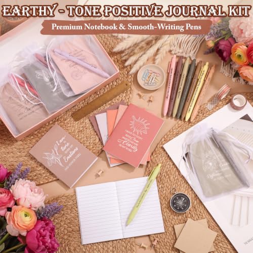 Mooliwe 24 Pcs Affirmation Notebooks Pens Bulk Gifts, Gratitude,Earth Tones - style: Earth Tones