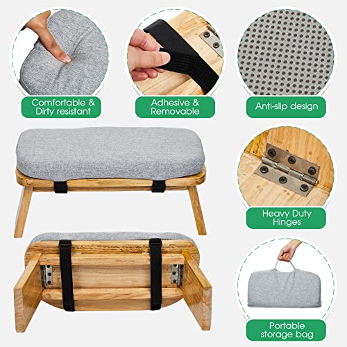 Namalu Bamboo Meditation Stool Foldable with Cushion, 16.1 x 7.5 x 6.7 Inch