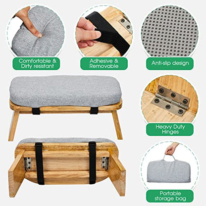 Namalu Bamboo Meditation Stool Foldable with Cushion, 16.1 x 7.5 x 6.7 Inch
