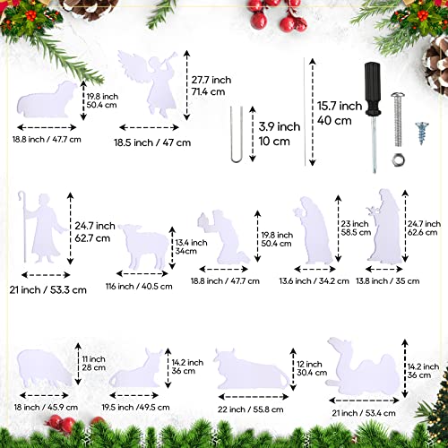 Remerry 15 Pcs 3.4 ft Outdoor Nativity Scene Large White Solid PVC Christmas Yard Nativity Sets, Angel Kings Sheep Cattle Donkey Camel Manger The Birth of Jesus Scene Decorations