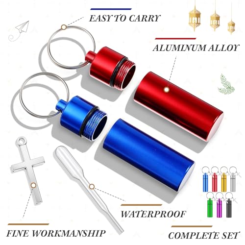 Tandefio 10 Sets Anointing Oil Bottle Keychain Vial for Baptism, Multicolor - color: Multicolor