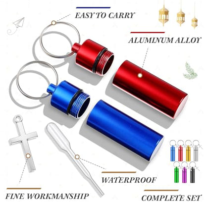 Tandefio 10 Sets Anointing Oil Bottle Keychain Vial for Baptism, Multicolor - color: Multicolor
