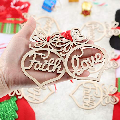 Bememo 30 Pcs Christmas Ornaments Hanging Wooden Christmas Tree Decoration