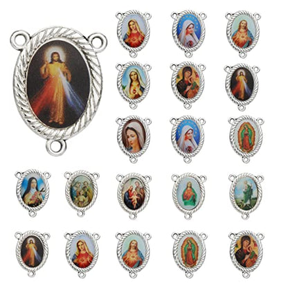 COTTVOTT St Benedict,Our Lady of Guadalupe Medal for DIY Jewelry Making,Virgin Mary Christ Jesus Rosary Center Connection Part - color: 20pcs-Enamel Medal C